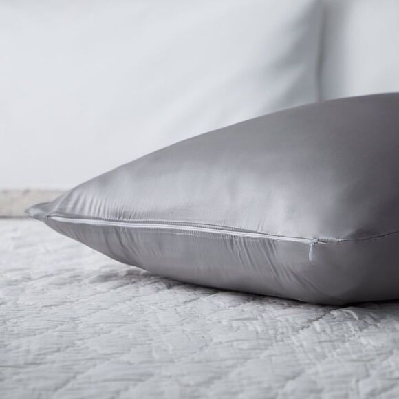 Silk Pillow Case Mulberry Silk Satin Pillow Sham Oeko-Tex Gray/Slvr Sz STD/Queen - Picture 7 of 10